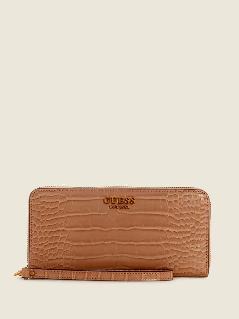 Brown Women's Guess Laurel Large Zip-Around Wallets | 6047128-AR