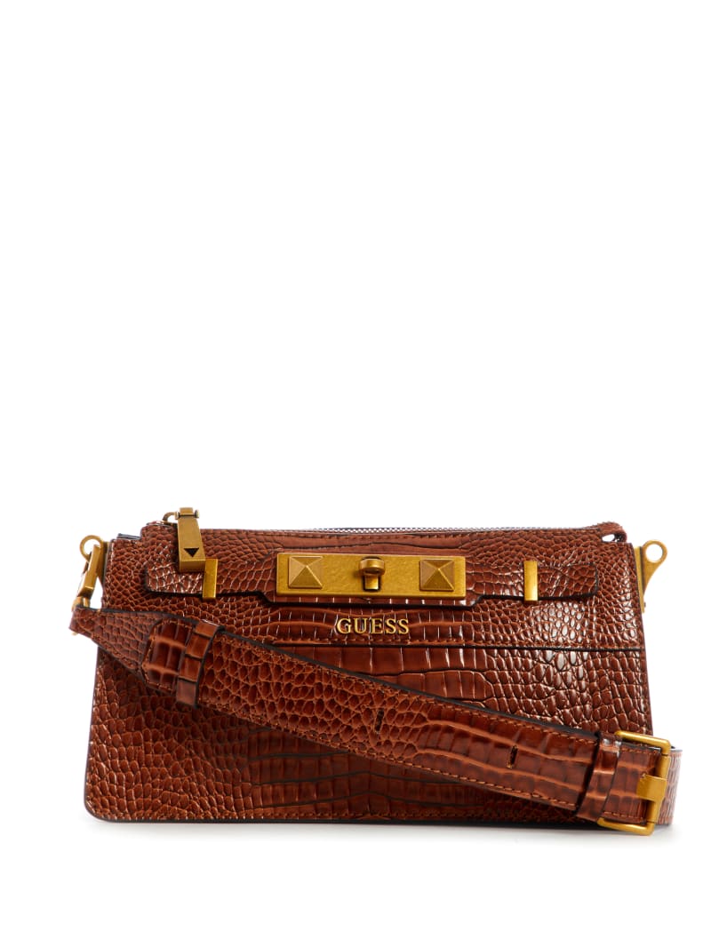 Brown Women's Guess Raffie Crossbody Bags | 1248753-EH