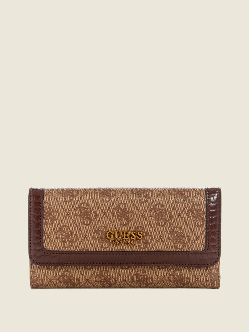 Brown Women's Guess Zadie Logo Multi Clutch Wallets | 1328465-QE