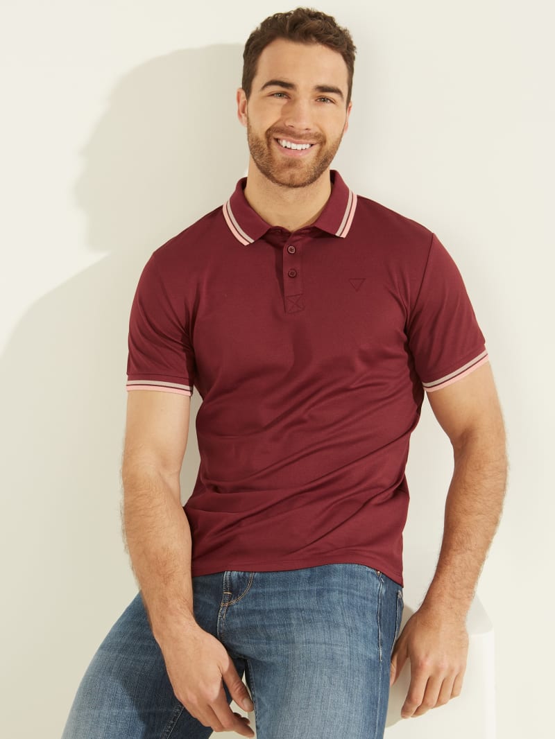 Burgundy Men's Guess Sports Pique Shirts | 6170284-EV