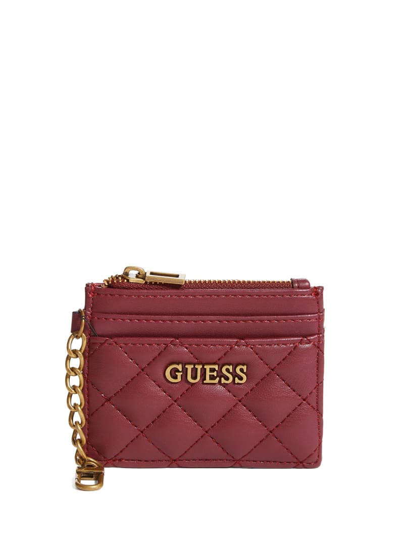 Burgundy Women's Guess Quilted Card Holder Wallets | 5769048-YM