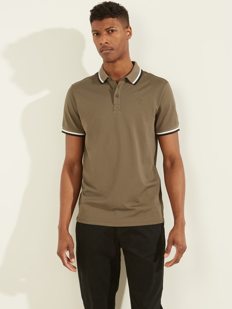 Chocolate Men's Guess Sports Pique Shirts | 0987635-FU