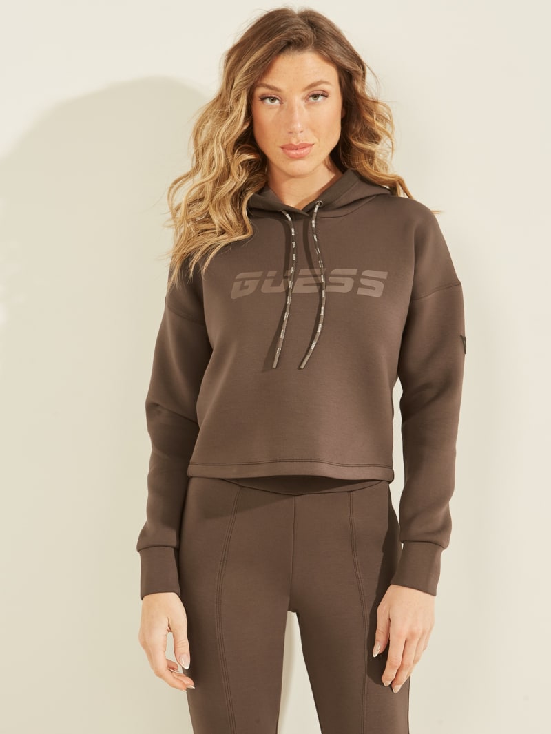 Chocolate Women's Guess Eco Allie Scuba Hoodie | 2561038-GS