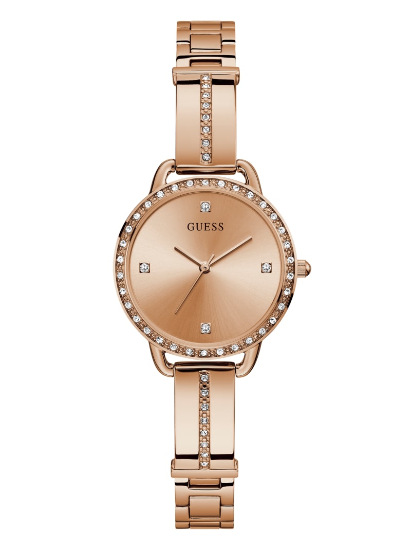 Copper Women's Guess Rose Gold-Tone Crystal Analog Watches | 4876135-FL