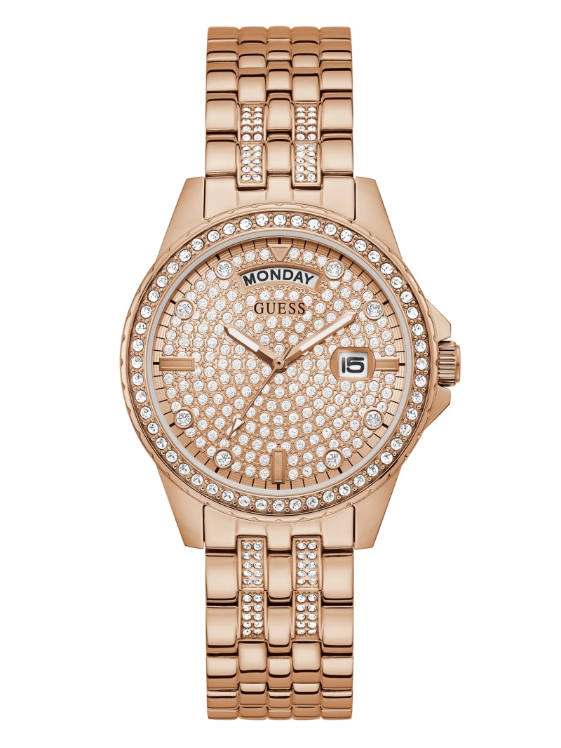 Copper Women's Guess Rose Gold-Tone Rhinestone Analog Watches | 9681532-SY