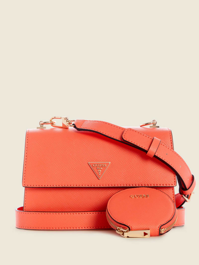 Coral Women's Guess Alexie Flap Crossbody Bags | 7601359-ZW