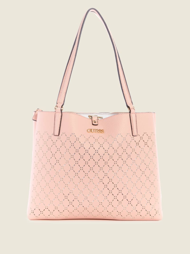 Coral Women's Guess Amara Society Tote Bags | 3950276-ZB