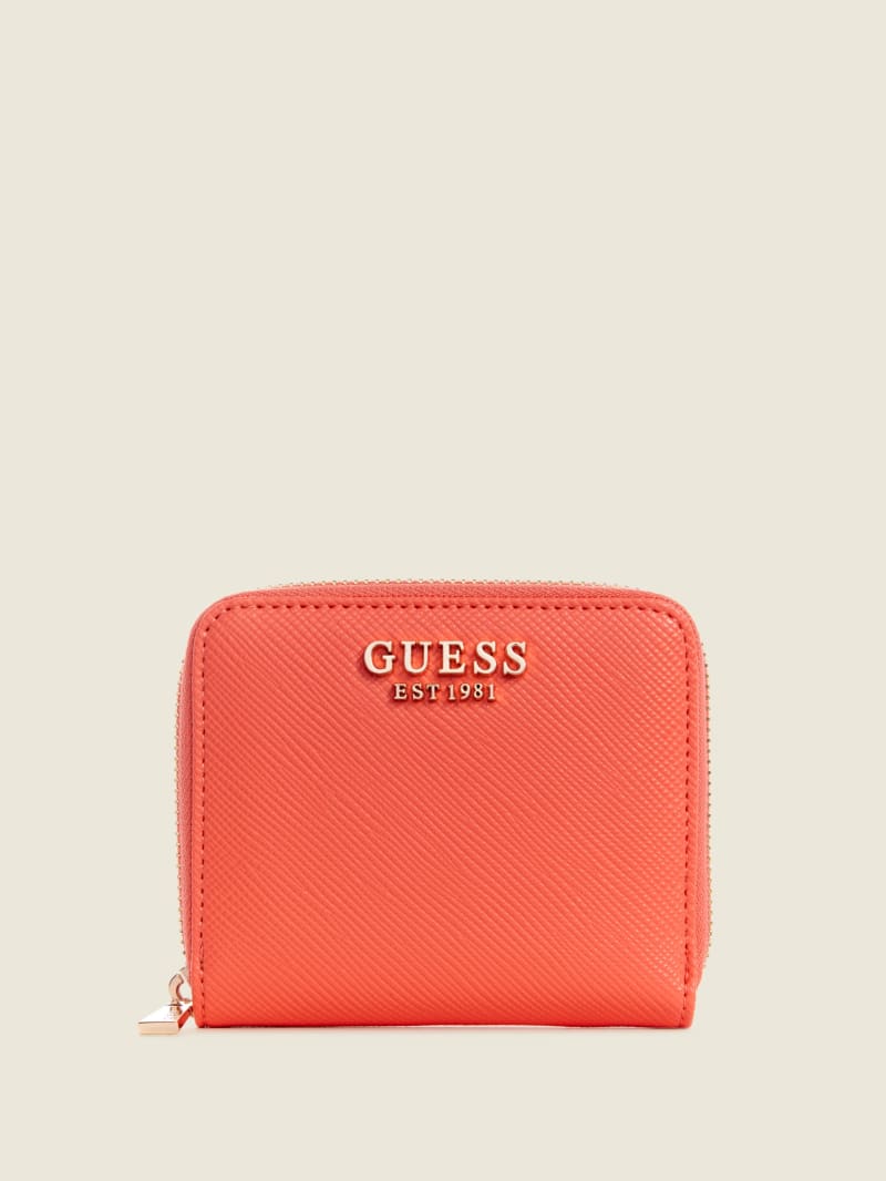 Coral Women's Guess Laurel Small Zip-Around Wallets | 3542789-RT