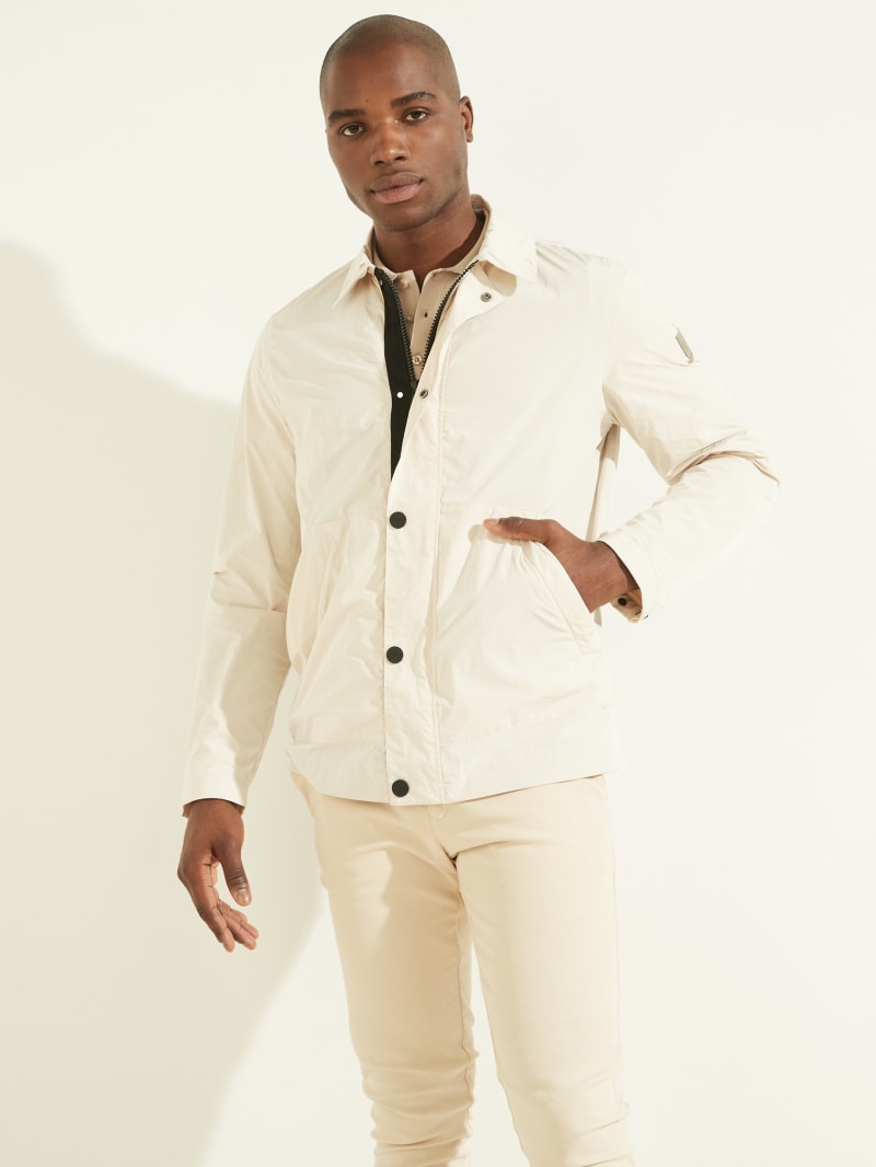 Cream White Men's Guess Tech Jackets | 0862597-EL