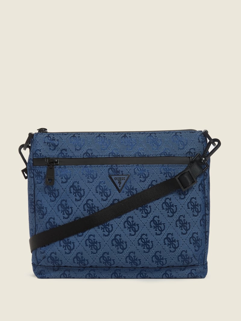 Dark Blue Men's Guess Vezzola Nylon Bags | 1098436-TV