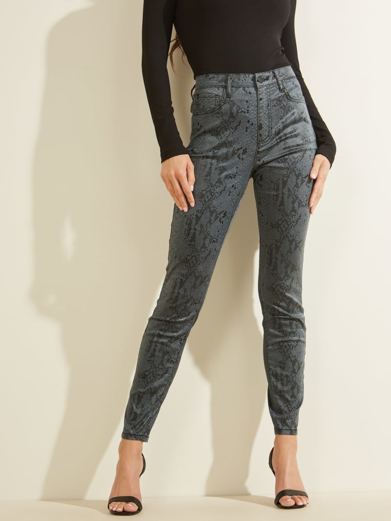 Dark Grey Women's Guess Snake Print Skinny Pants | 6580791-KF