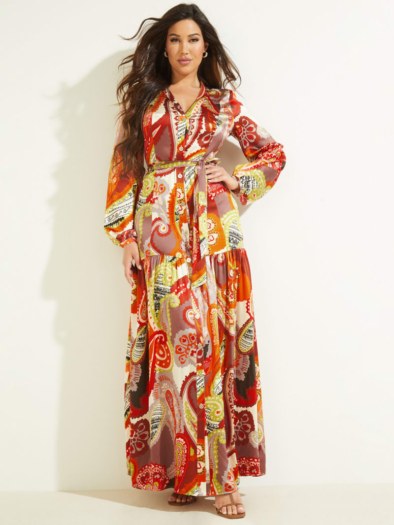 Flower Women's Guess Nomad Silk Maxi Dress | 4219780-MZ