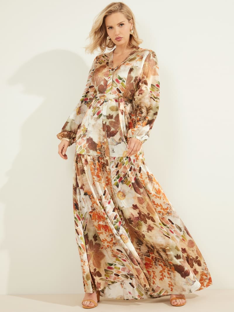 Flower Women's Guess Nomad Silk Maxi Dress | 6301298-AK