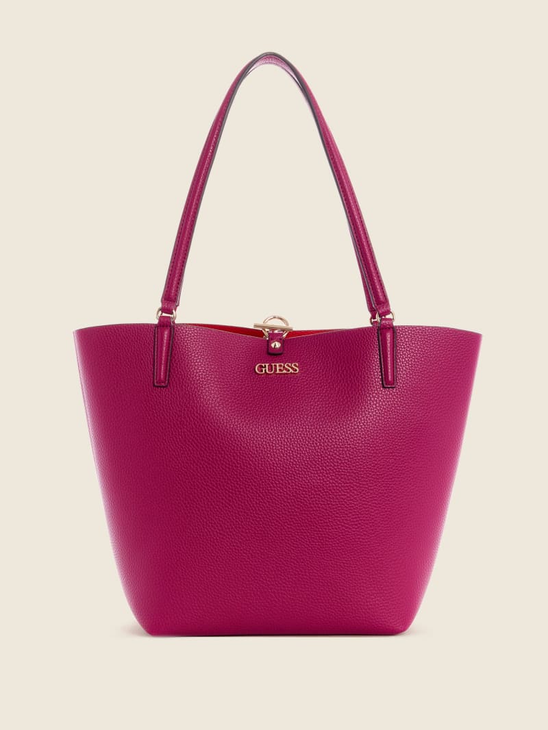 Fuchsia Women's Guess Alby Toggle Tote Bags | 1859204-VN