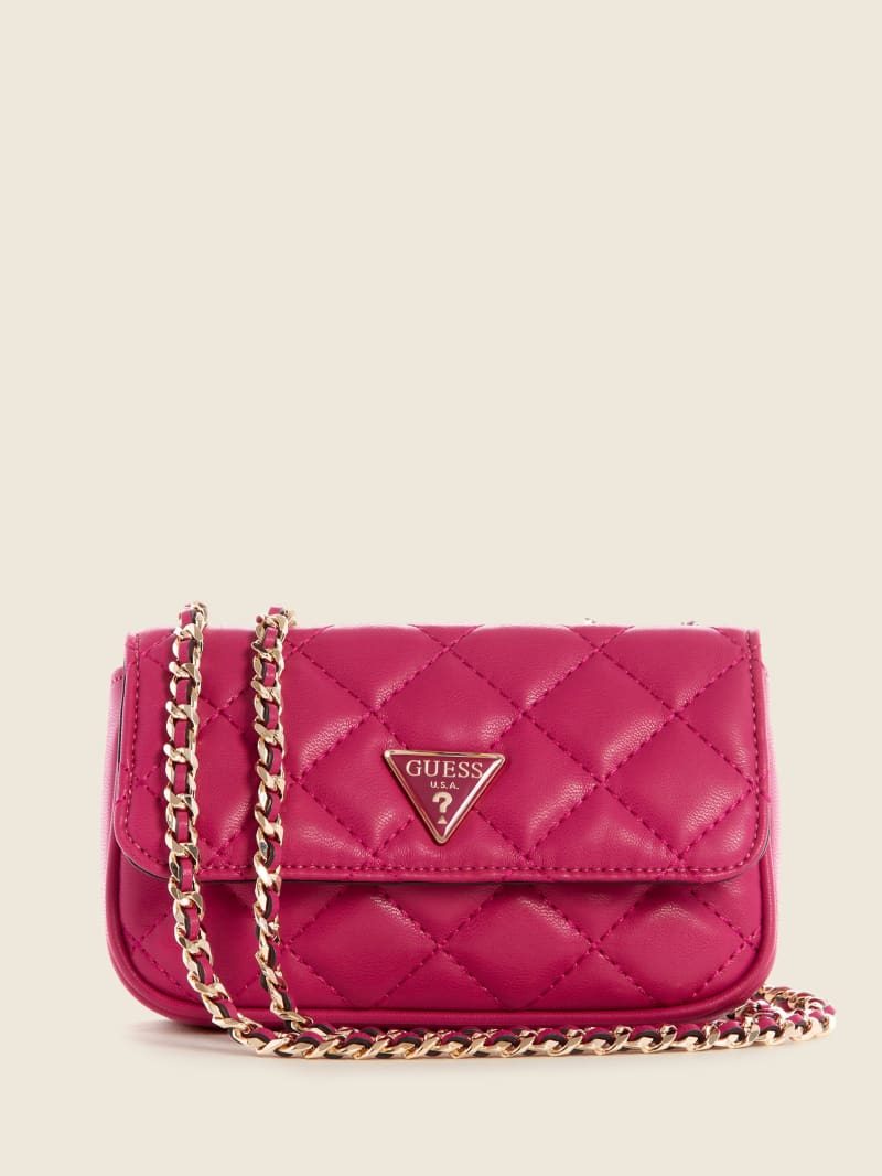 Fuchsia Women's Guess Cessily Quilted Convertible Mini Bag | 4380916-JG