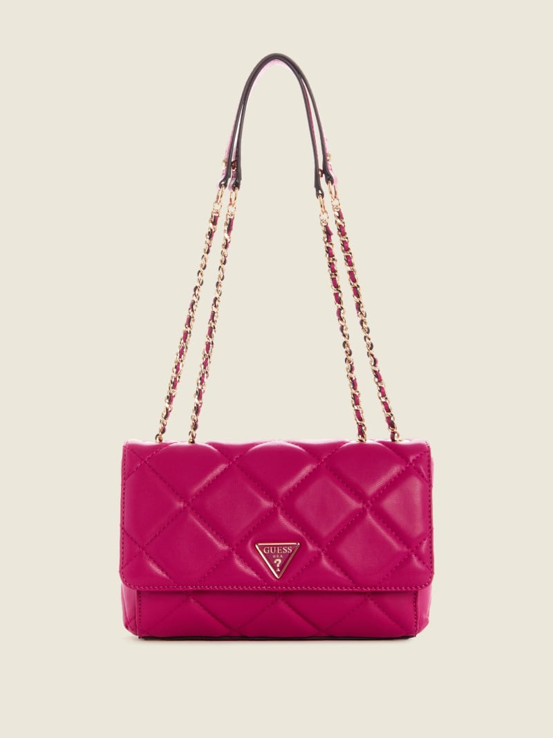 Fuchsia Women's Guess Cessily Quilted Convertible Crossbody Bags | 8309672-OT