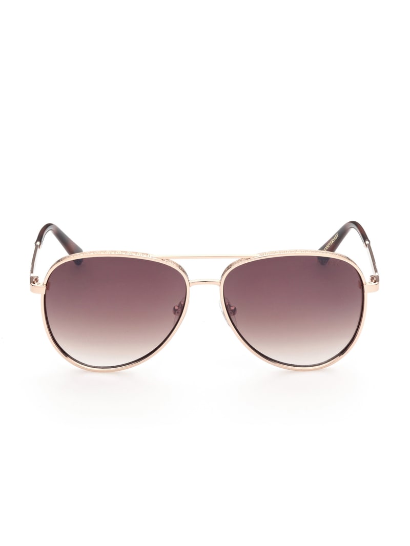 Gold Men's Guess Aviator Sunglasses | 2548019-IH