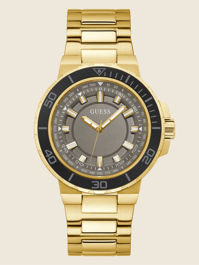 Gold Men's Guess Gold-Tone Aluminum Analog Watches | 4306517-YJ