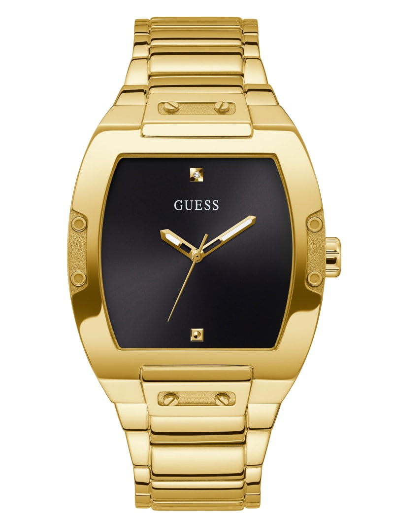 Gold Men's Guess Gold-Tone Barrel Analog Watches | 2934605-WT