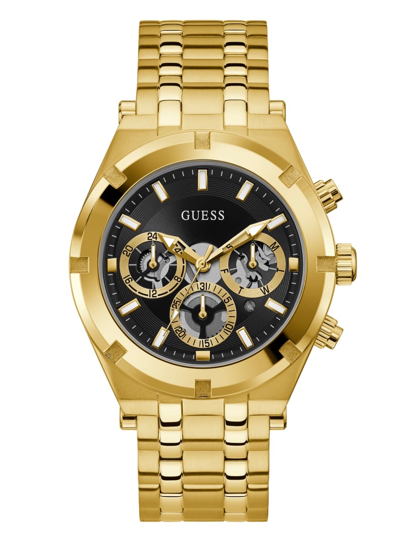 Gold Men's Guess Gold-Tone Multifunction Watches | 2018657-RN