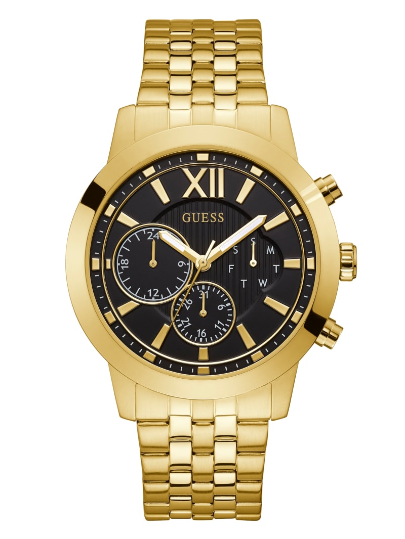 Gold Men's Guess Gold-Tone Multifunction Watches | 7365049-DQ