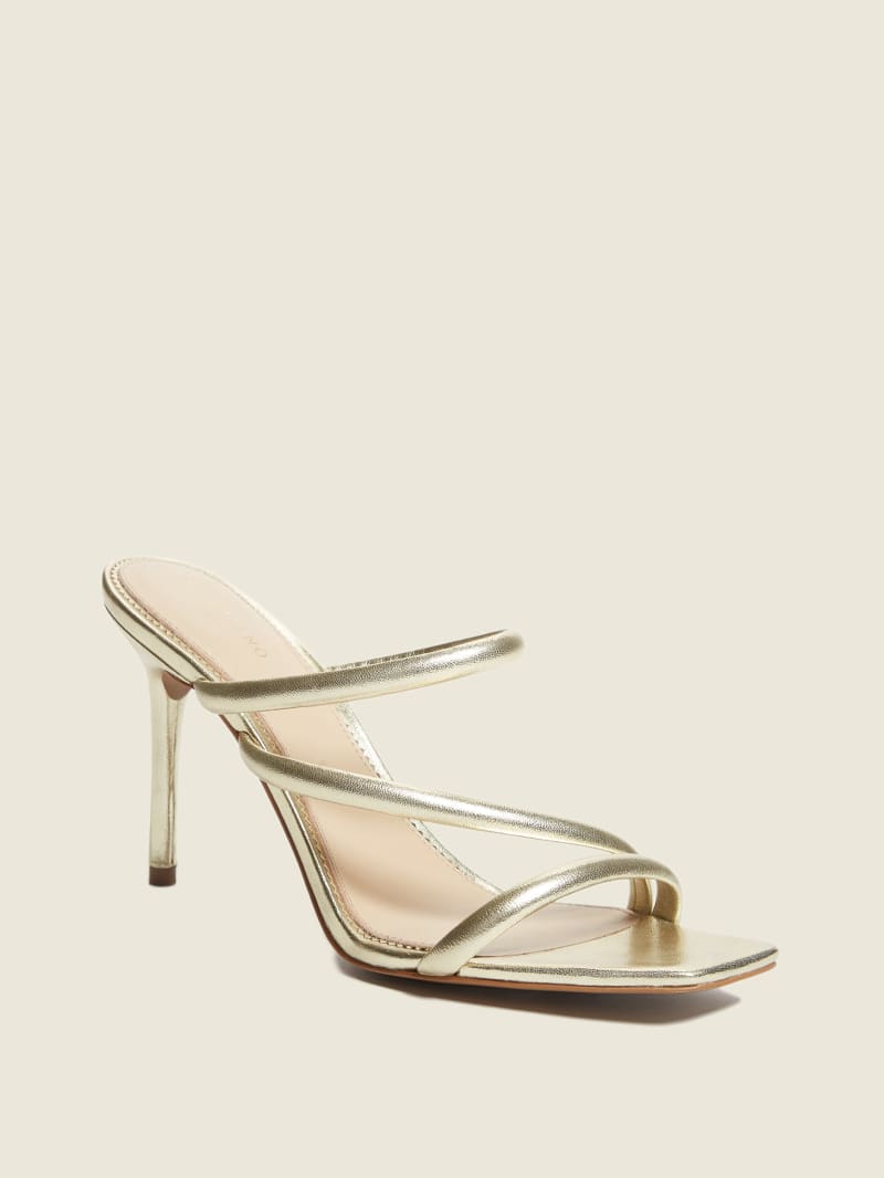 Gold Women's Guess Dorila Leather Strappy Sandals | 6197280-YG