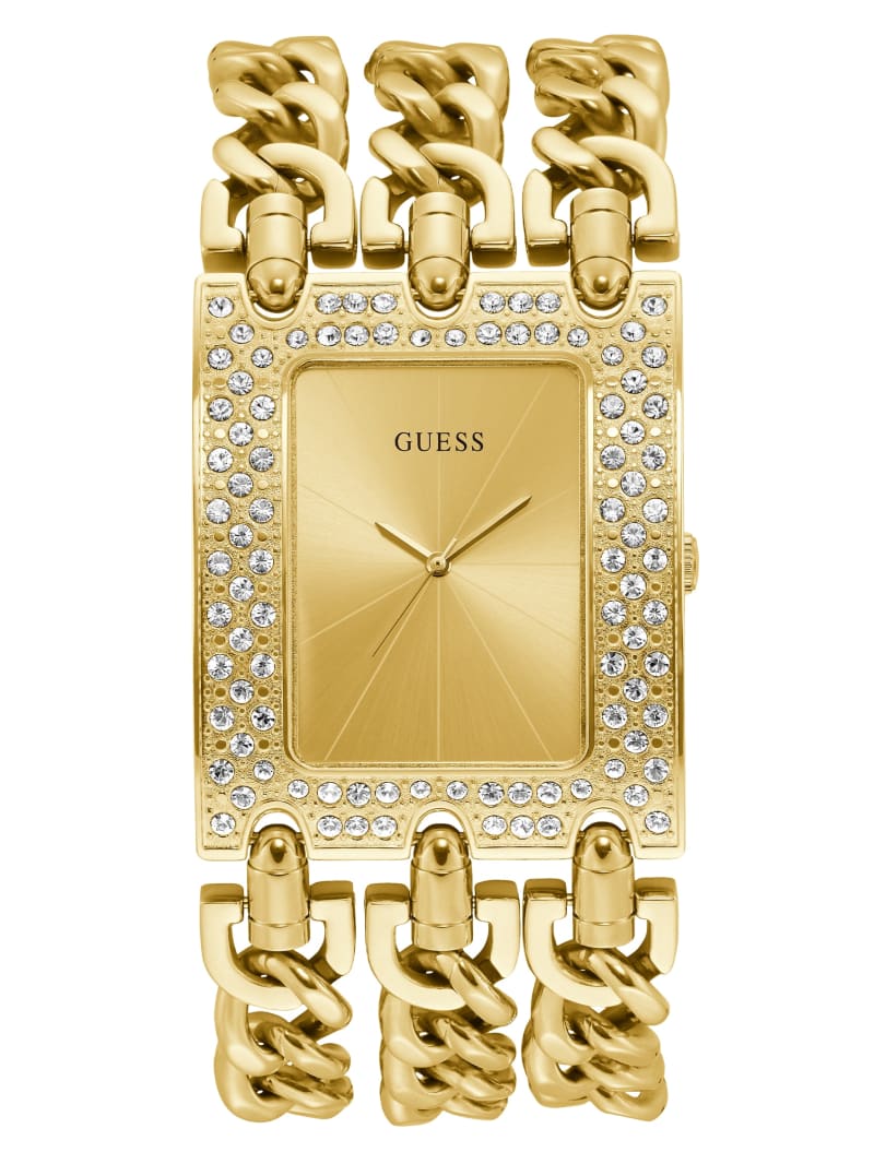 Gold Women's Guess Gold-Tone Chain Analog Watches | 8296014-XJ