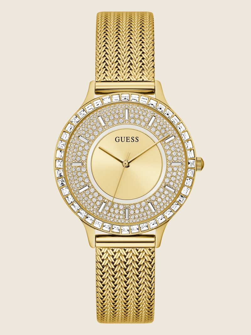 Gold Women's Guess Gold-Tone Mesh Analog Watches | 6859420-PX