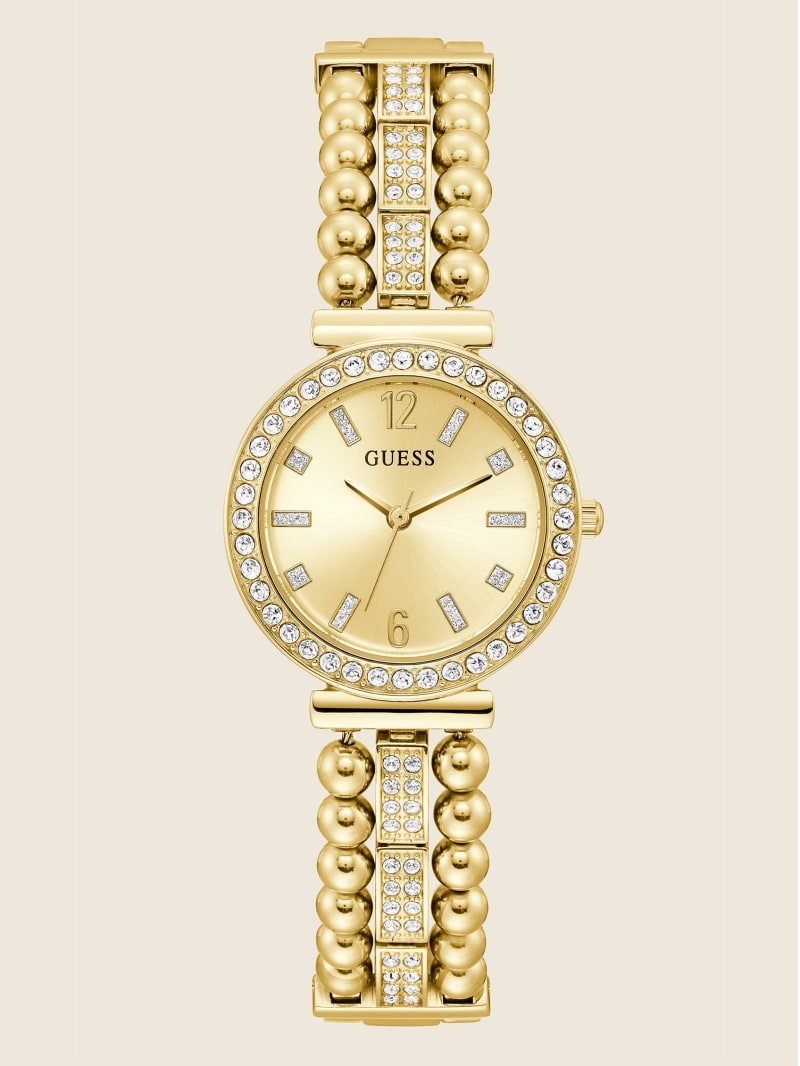 Gold Women's Guess Gold-Tone and Rhinestone Analog Watches | 3710569-CO