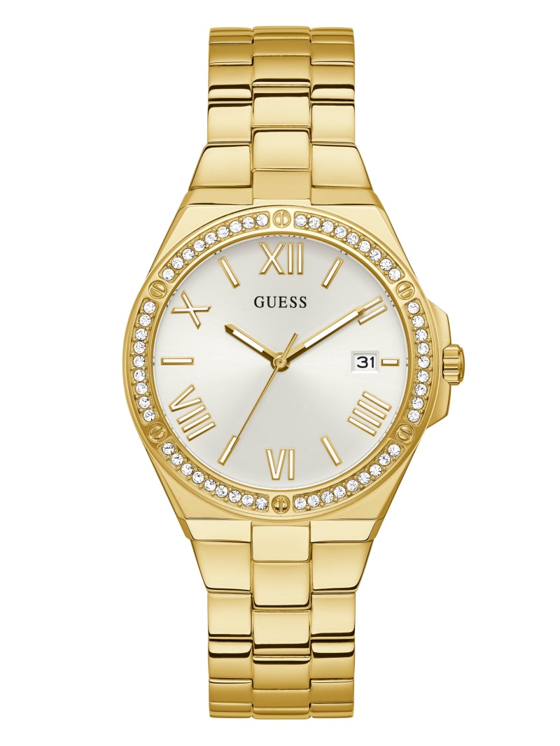 Gold Women's Guess Gold-Tone and Rhinestone Analog Watches | 6035792-QT