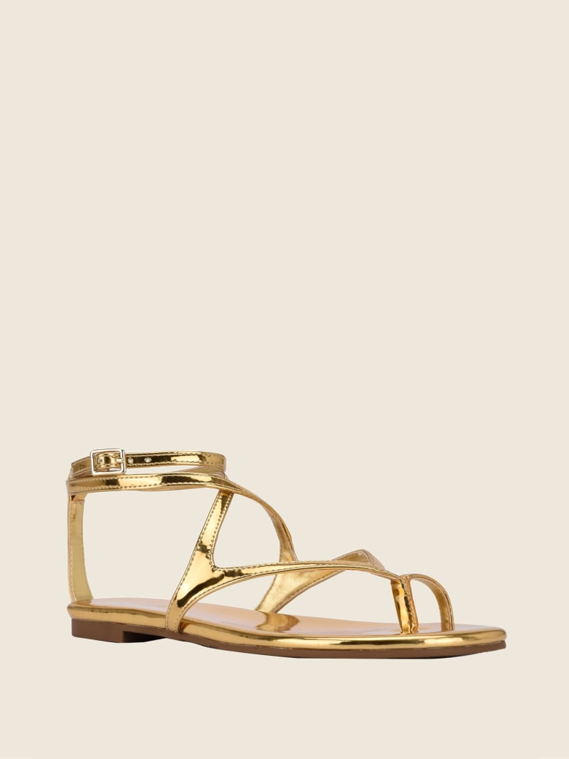 Gold Women's Guess Nalanie Strappy Sandals | 1549386-BU