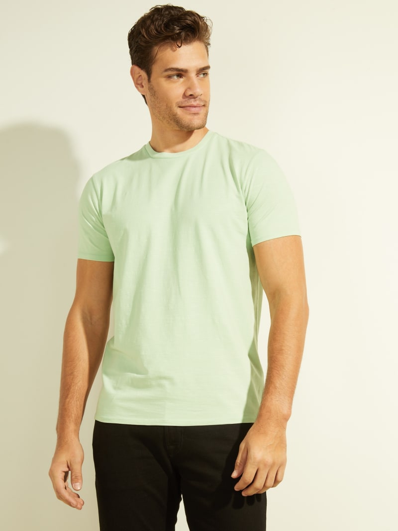 Green Men's Guess Eli Washed Tee T Shirts | 2486701-JD