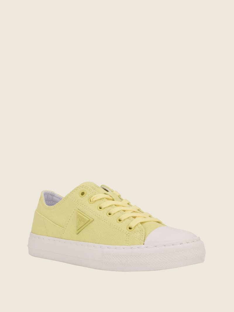 Green Women's Guess Pranze Low-Top Canvas Sneakers | 1069284-LB