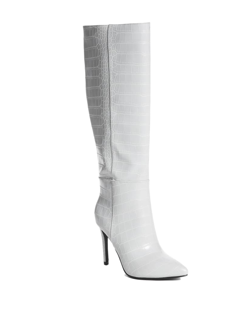 Grey Women's Guess Croc Knee-High Boots | 6827034-YB