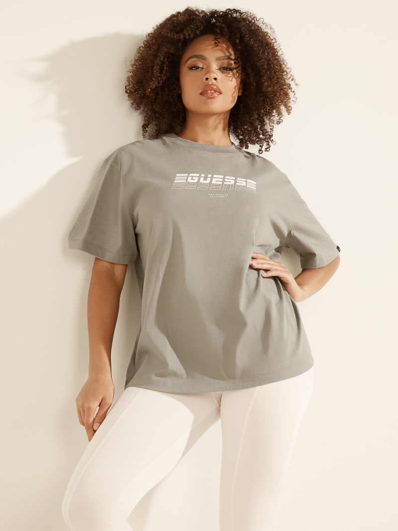 Grey Women's Guess Eco Dalya Logo Tee Tops | 3908542-XB