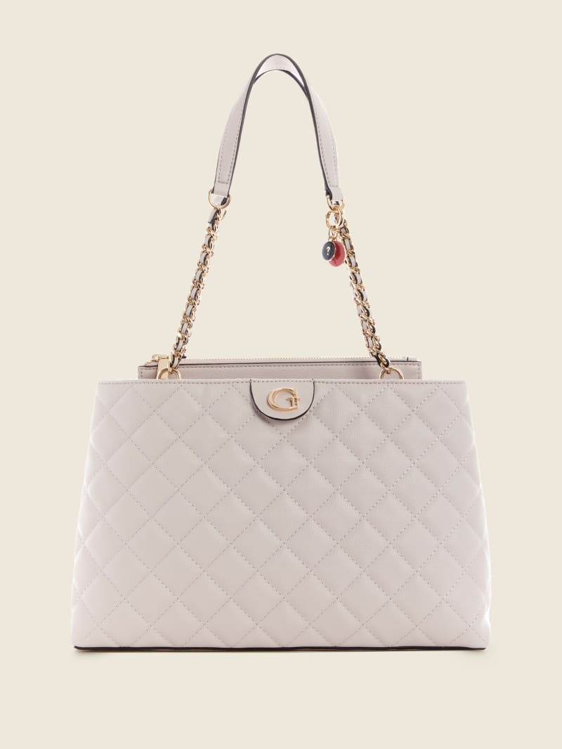 Grey Women's Guess Gillian Quilted High Society Satchel Bags | 7921650-BO