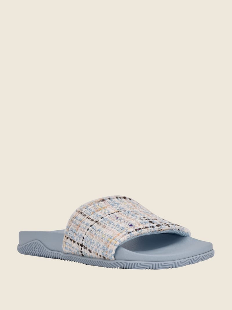 Grey Women's Guess Ravan Tweed Pool Sandals | 2134098-ZP