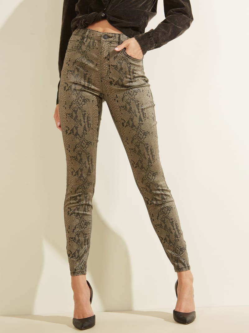 Grey Women's Guess Snake Print Skinny Pants | 7954618-YJ