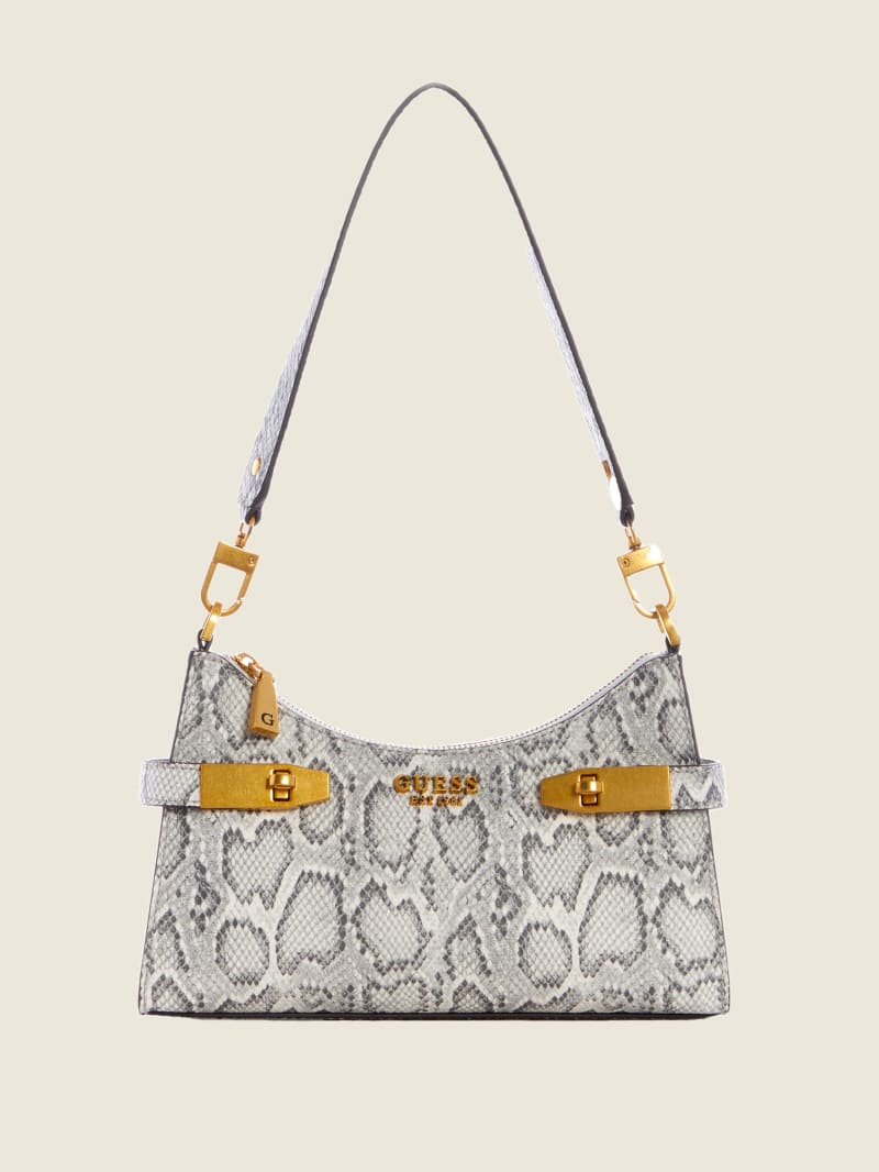 Grey Women's Guess Zadie Python Shoulder Bags | 7238169-ON