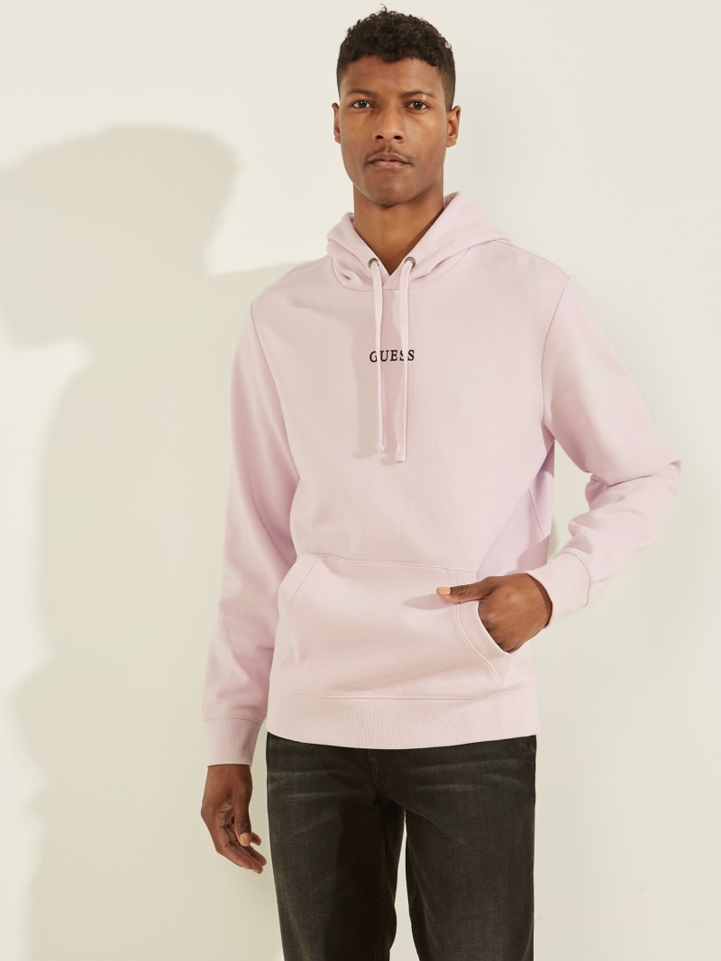 Lavender Men's Guess Eco Roy Embroidered Logo Hoodie | 0798426-YJ