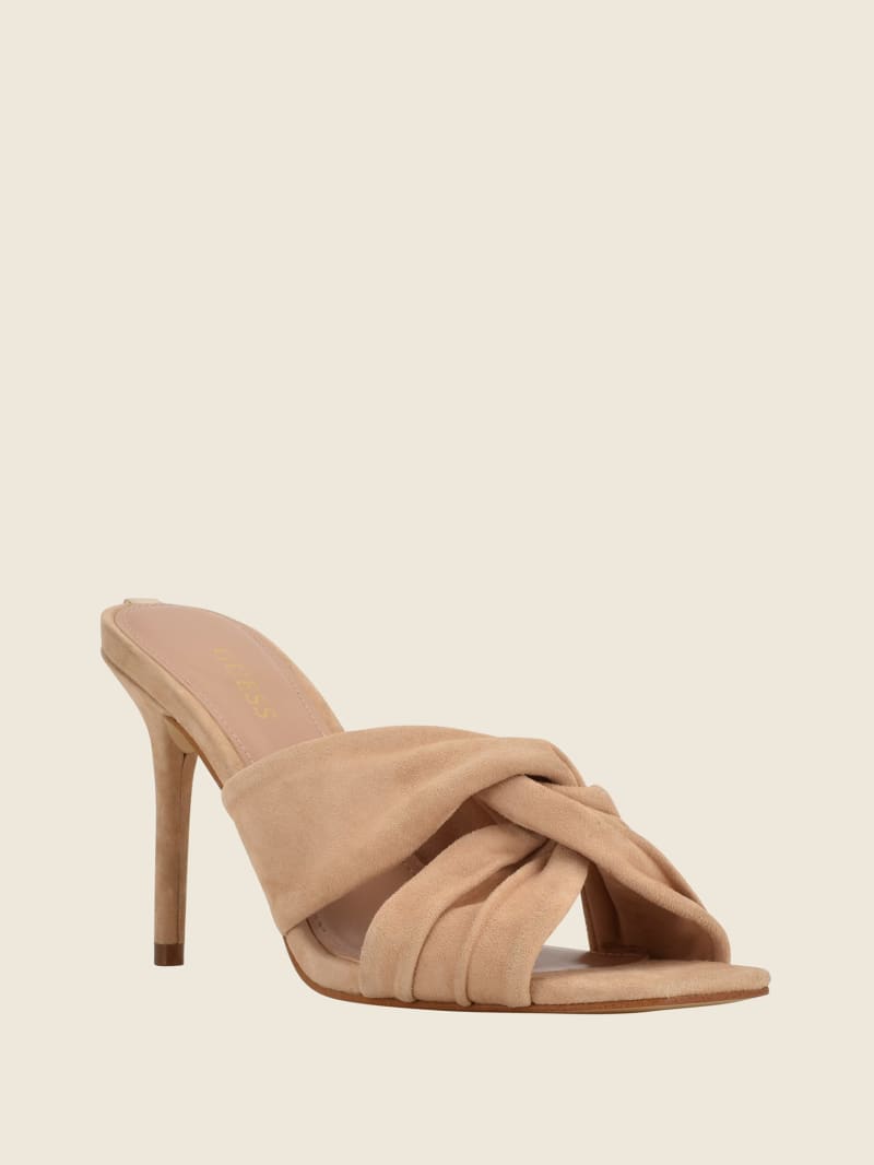 Light Beige Women's Guess Daiva Knotted Heels | 1084375-ZN