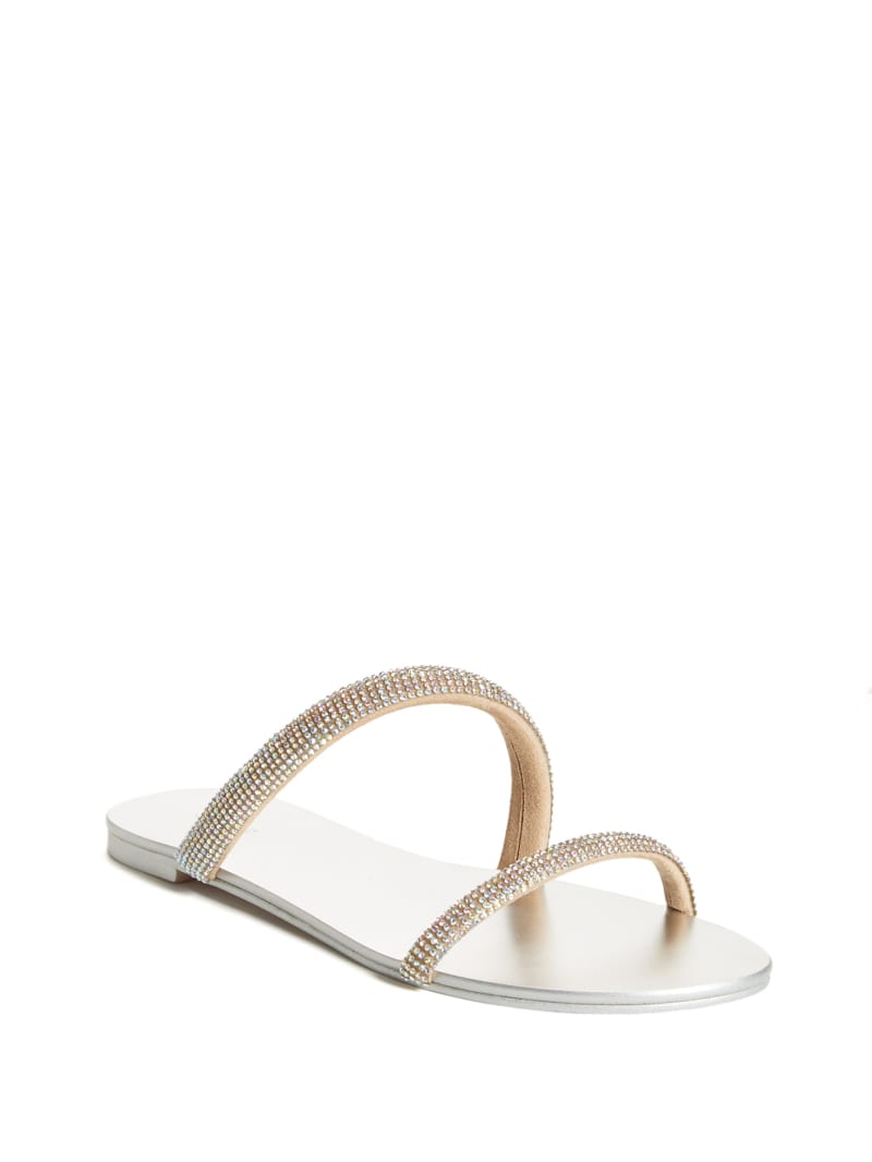 Light Beige Women's Guess Nerica Metallic Slides | 2607498-CG