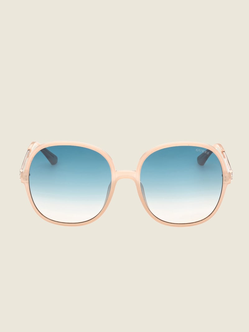 Light Beige Women's Guess Oversized Round Sunglasses | 6701245-YB