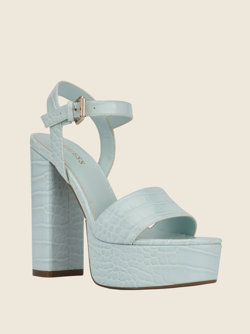 Light Blue Women's Guess Gabeli Croc Platform Heels | 6403578-DW