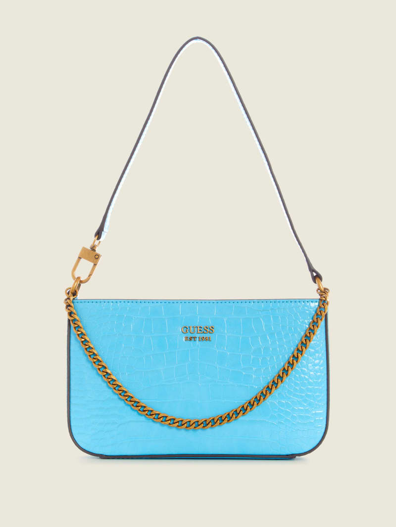 Light Blue Women's Guess Katey Croc Mini Bag | 5976813-BA