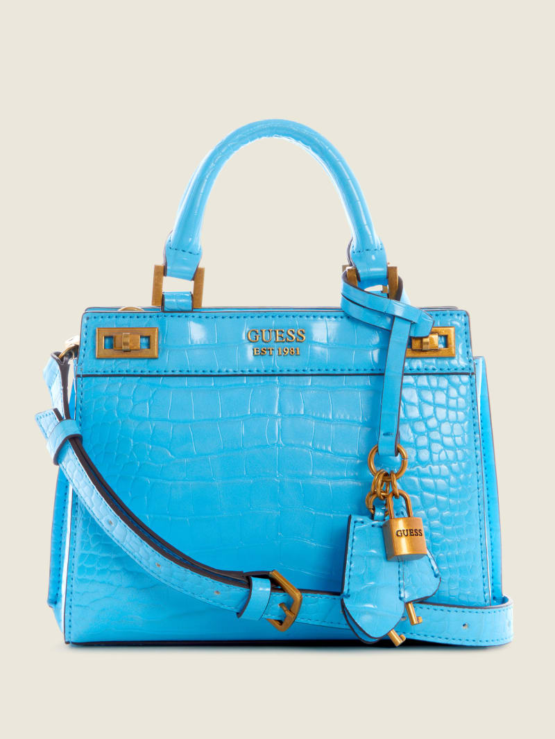 Light Blue Women's Guess Katie Croc Satchel Bags | 5379461-UB