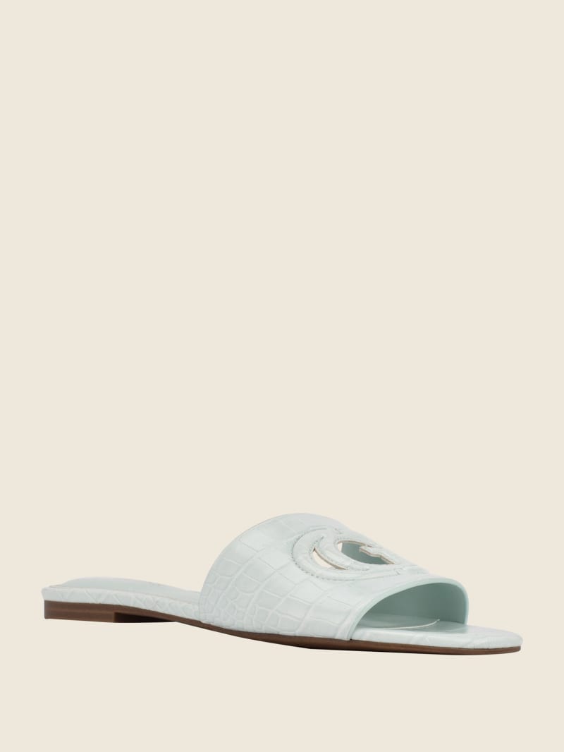 Light Blue Women's Guess Tashia Logo Slides | 6137059-CM