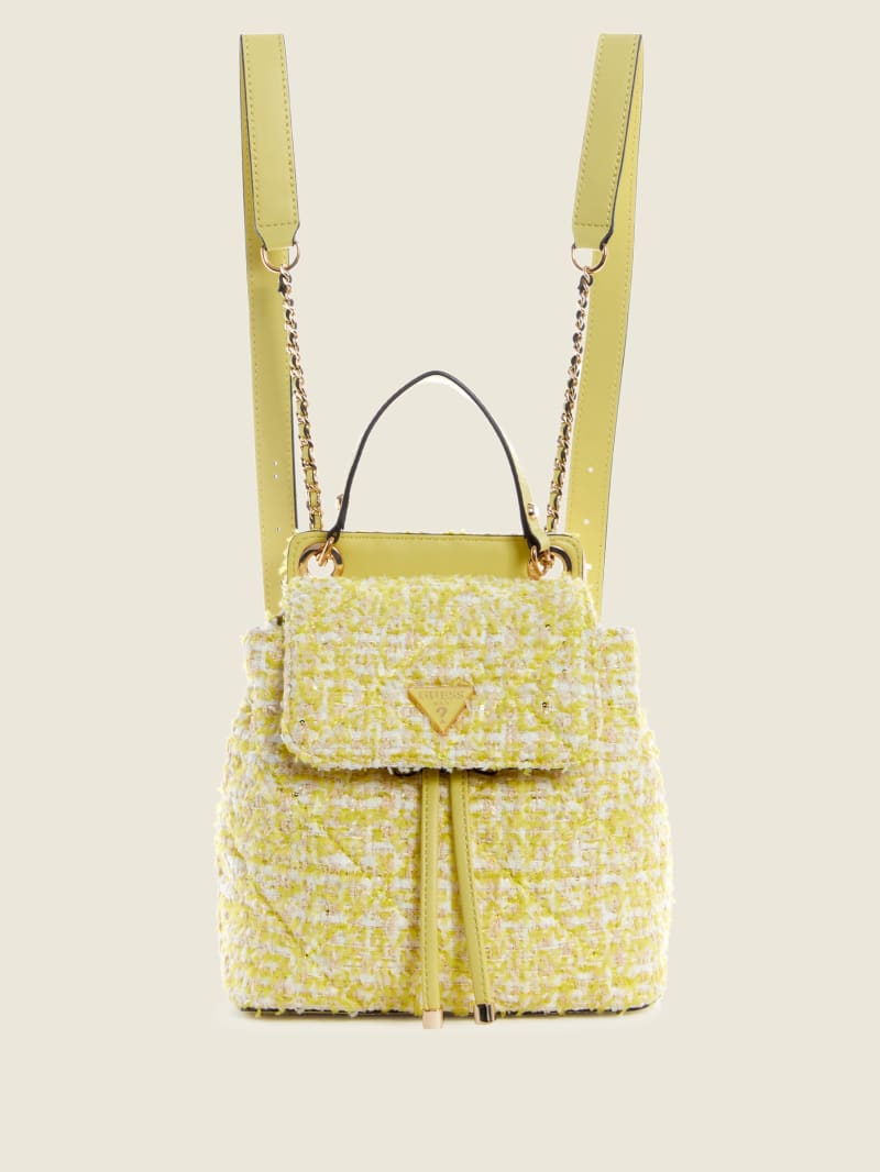 Light Gold Women's Guess Cessily Flap Backpacks | 3120489-OD