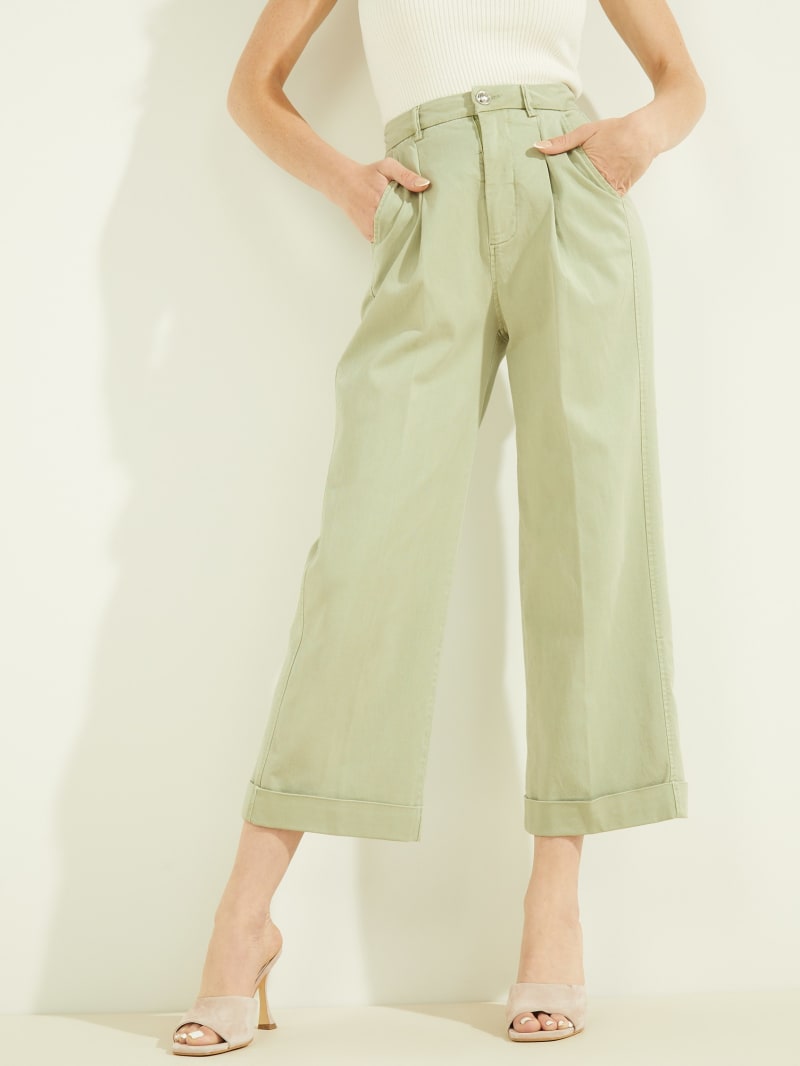 Light Green Women's Guess Matilde Wide Legs Pants | 1927053-MR