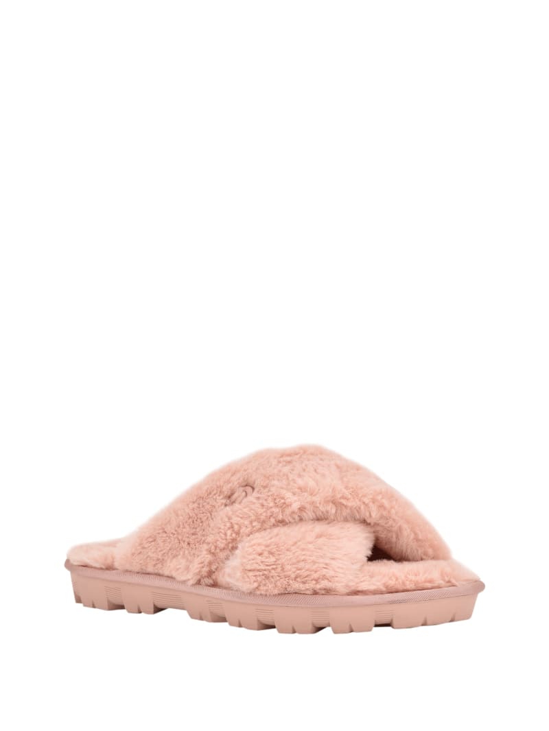 Light Pink Women's Guess Crisscross Fur Slipper Sandals | 2439687-GO